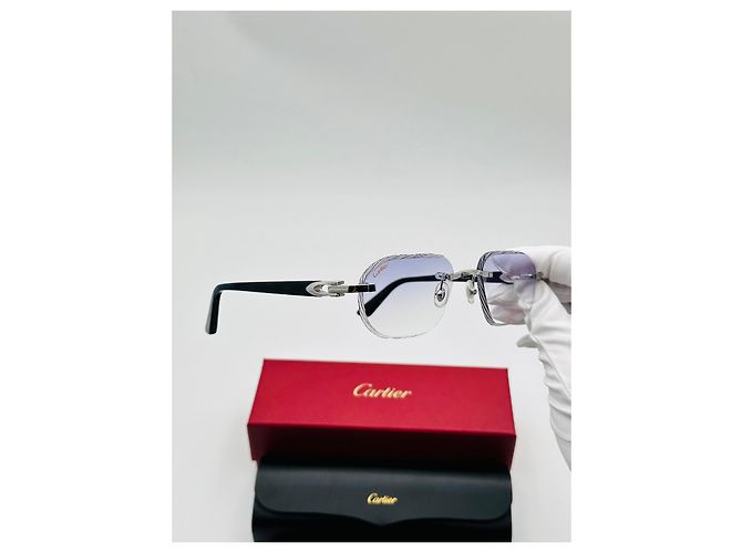 Occhiali da sole Cartier 12ème Art in acetato blu - vista 10