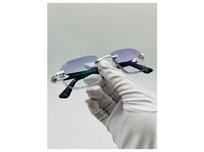 Occhiali da sole Cartier 12ème Art in acetato blu - vista 11