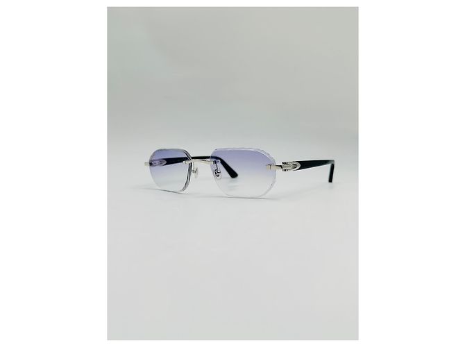 Occhiali da sole Cartier 12ème Art in acetato blu - vista 13