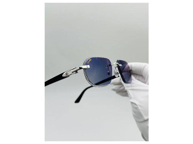 Occhiali da sole Cartier 12ème Art in acetato blu - vista 18