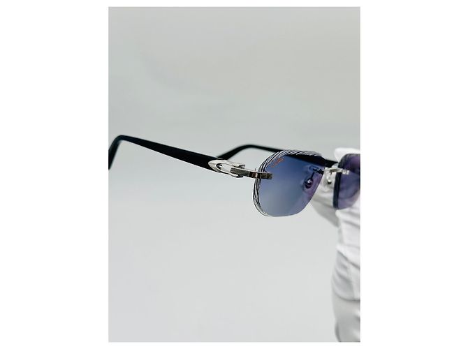 Occhiali da sole Cartier 12ème Art in acetato blu - vista 19