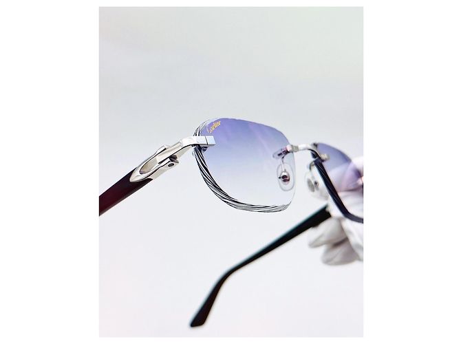 Occhiali da sole Cartier 12ème Art in acetato blu - vista 2