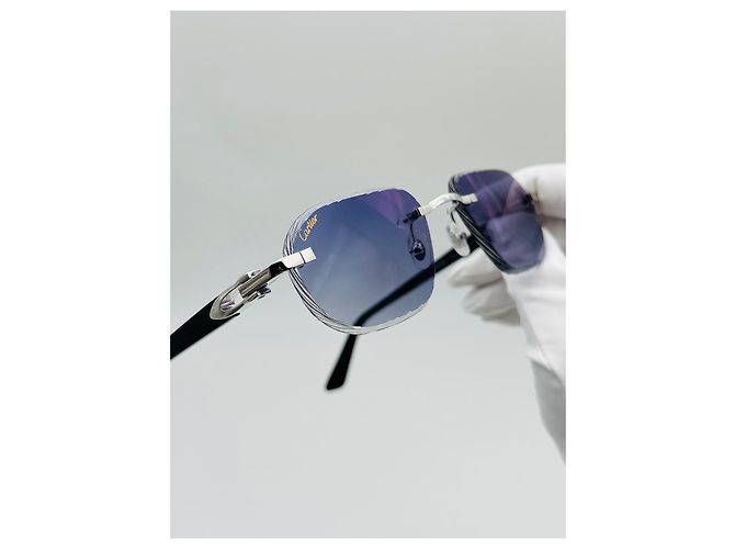 Occhiali da sole Cartier 12ème Art in acetato blu - vista 20