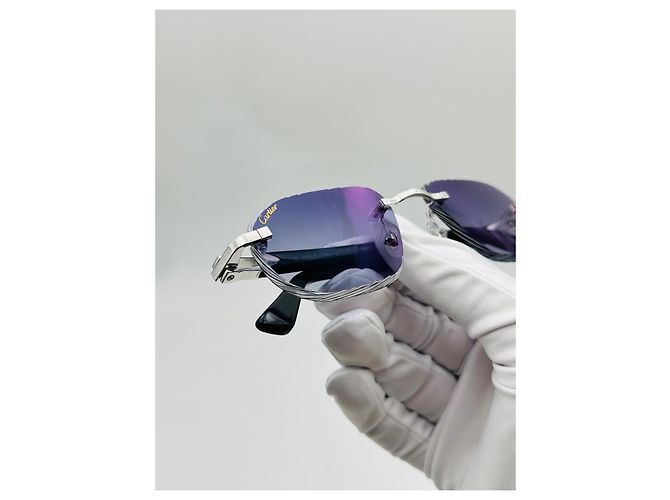 Occhiali da sole Cartier 12ème Art in acetato blu - vista 21