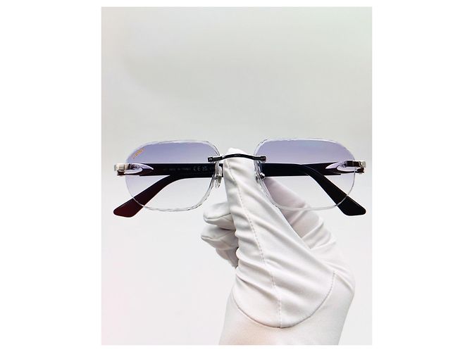 Occhiali da sole Cartier 12ème Art in acetato blu - vista 3