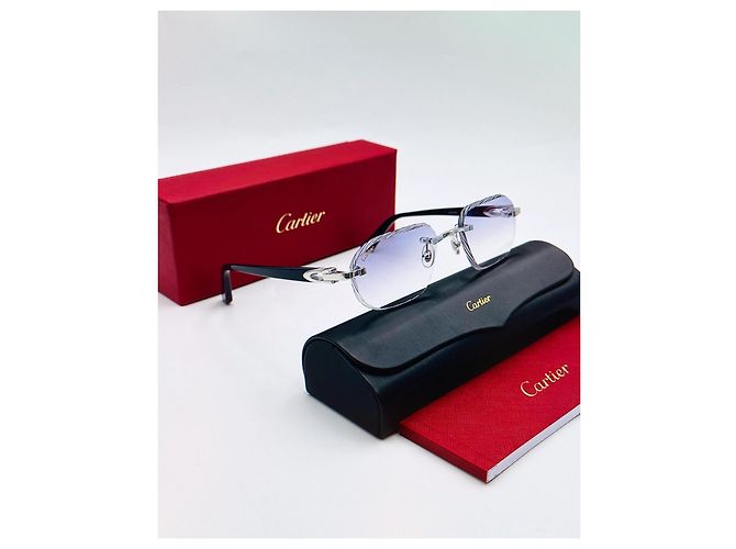Occhiali da sole Cartier 12ème Art in acetato blu - vista 5