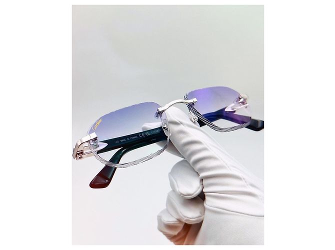 Occhiali da sole Cartier 12ème Art in acetato blu - vista 6