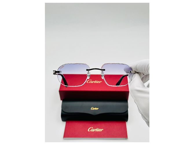 Occhiali da sole Cartier 12ème Art in acetato blu - vista 9