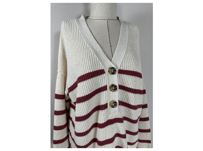 Rachel Zoe Gestreifter Pullover Beige Rot L Mehrfarben - Ansicht 2