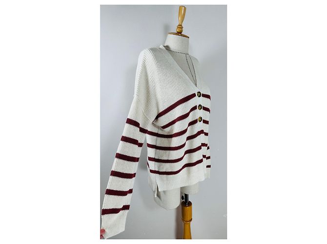 Rachel Zoe Gestreifter Pullover Beige Rot L Mehrfarben - Ansicht 3