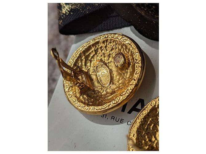 Chanel CC Rue Cambon Paris Logo Vintage Orecchini Clip Box D'oro - vista 6
