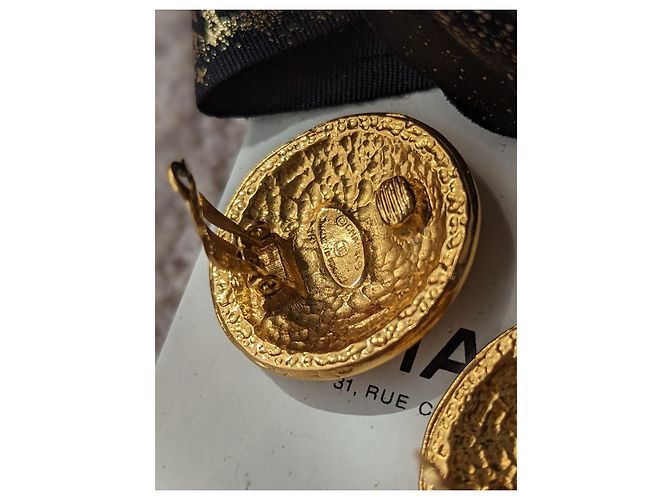 Chanel CC Rue Cambon Paris Logo Vintage Orecchini Clip Box D'oro - vista 9