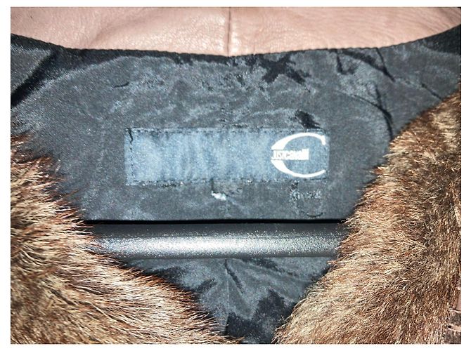 Just Cavalli giacca corta in pelle e pelli Marrone scuro - vista 5