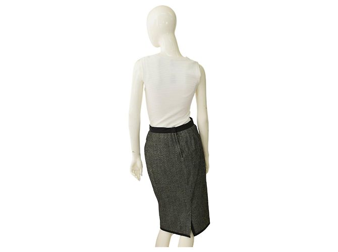 Autre Marque Falda de lana Narciso Rodriguez blanco y negro largo a la rodilla 40 - vista 2
