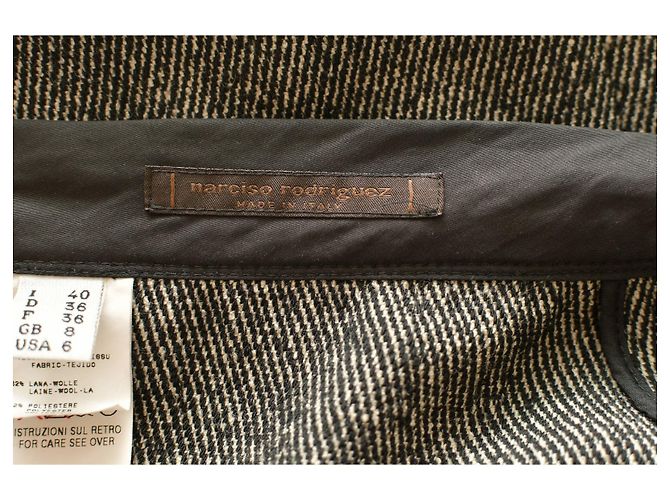 Autre Marque Falda de lana Narciso Rodriguez blanco y negro largo a la rodilla 40 - vista 4