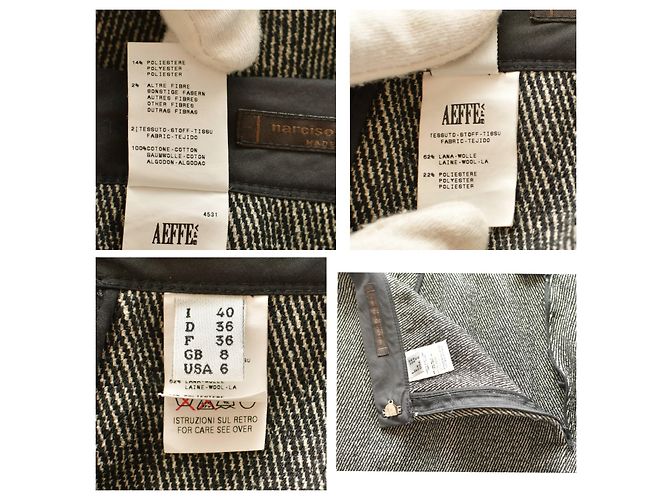 Autre Marque Falda de lana Narciso Rodriguez blanco y negro largo a la rodilla 40 - vista 5