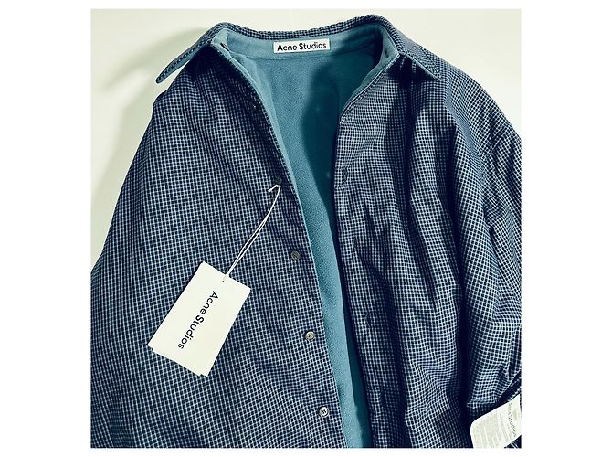 Acne Studios Oddy Wendbare wattierte Hemdjacke Blau Kariert - Ansicht 11
