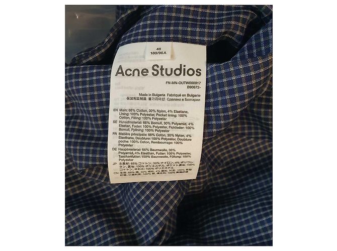 Acne Studios Oddy Wendbare wattierte Hemdjacke Blau Kariert - Ansicht 12