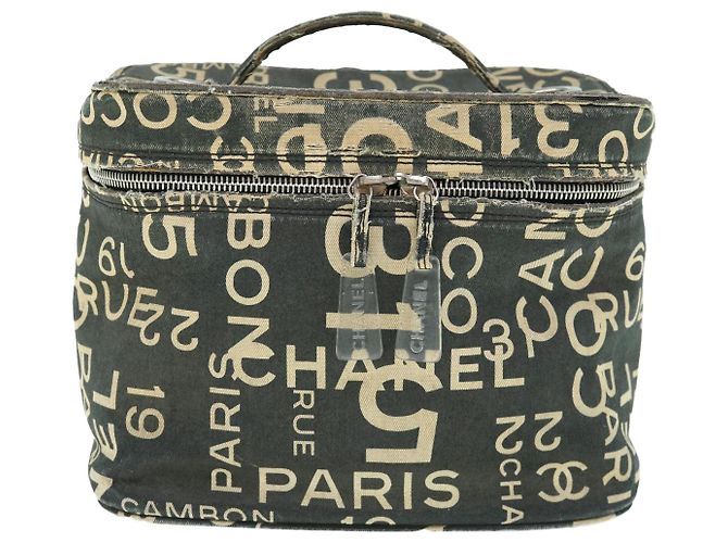 CHANEL Bycy Vanity Pochette per cosmetici Tela Nera CC Auth bs11565 Nero - vista 2