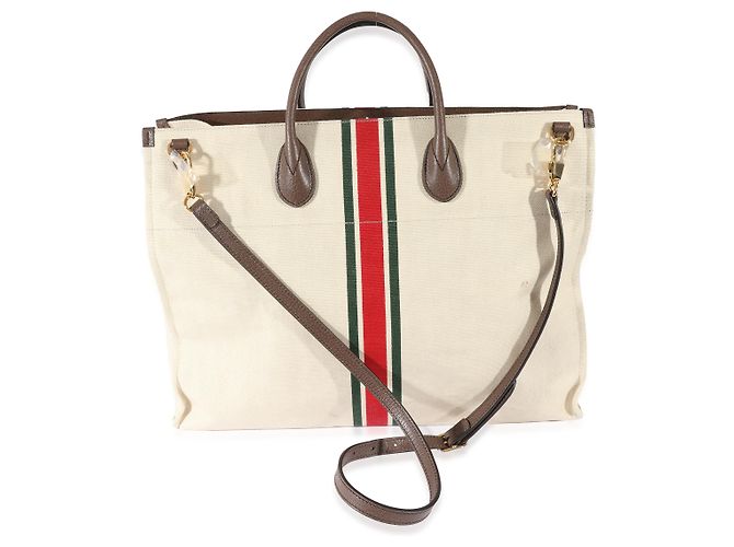 Gucci Beige Web-Leinen-Falttasche - Ansicht 2
