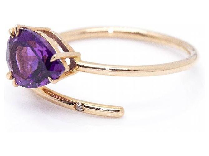 Autre Marque RAY Anello con ametista e oro Viola scuro - vista 4