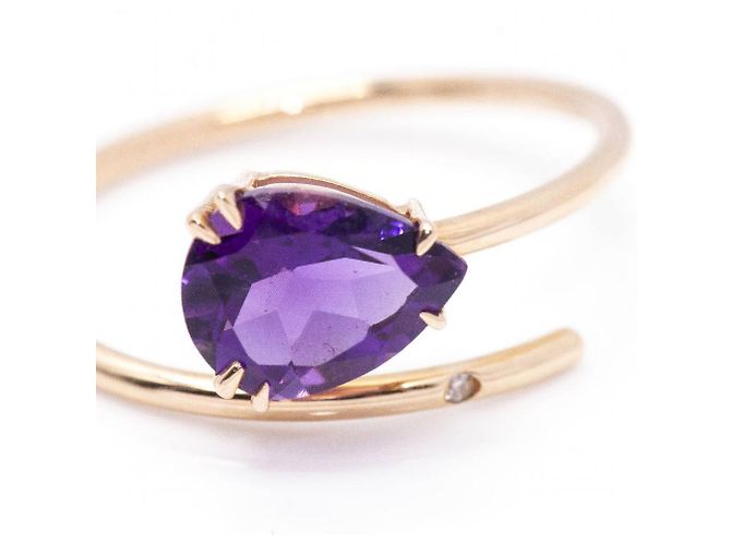 Autre Marque RAY Anello con ametista e oro Viola scuro - vista 5
