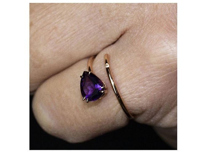 Autre Marque RAY Anello con ametista e oro Viola scuro - vista 6