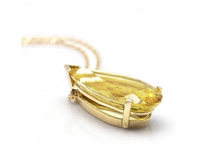 Autre Marque Collana in oro con berillo giallo. D'oro - vista 3