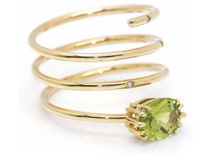 Autre Marque Anello a spirale in oro e peridoto. Verde chiaro - vista 2