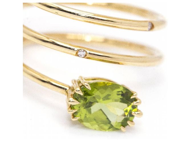 Autre Marque Anello a spirale in oro e peridoto. Verde chiaro - vista 5