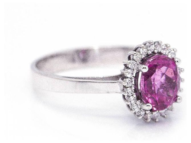 Autre Marque Anello con tormalina e diamanti. Viola scuro - vista 2