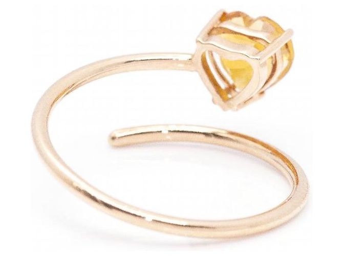 Autre Marque Anello Cuore in Citrino in Oro Rosa 18k e Diamante Arancione - vista 3