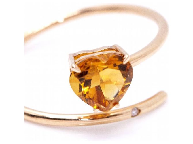Autre Marque Anello Cuore in Citrino in Oro Rosa 18k e Diamante Arancione - vista 5