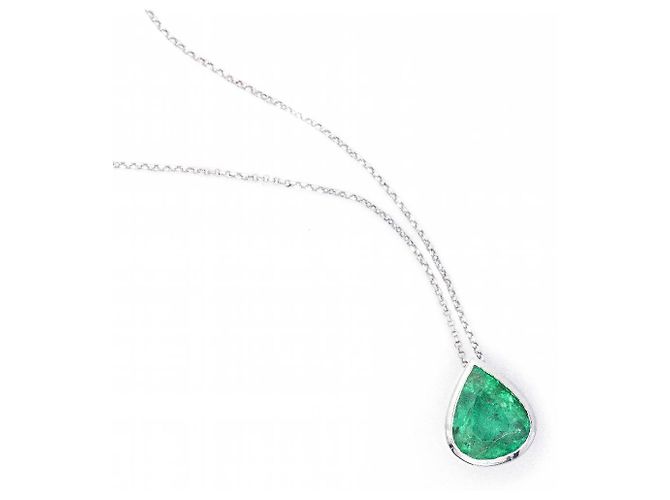 Autre Marque Collana in oro con smeraldo colombiano. Verde scuro - vista 2