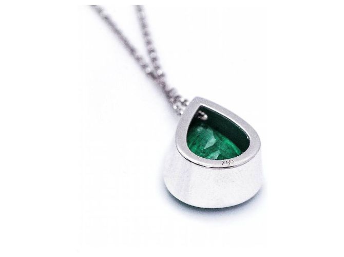 Autre Marque Collana in oro con smeraldo colombiano. Verde scuro - vista 4