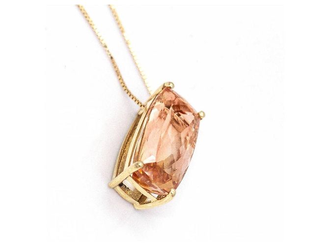 Autre Marque Collana in oro con topazio imperiale Arancione - vista 3