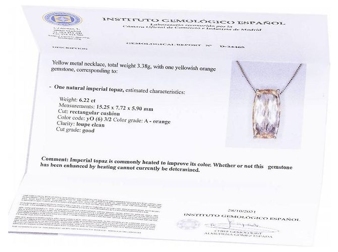 Autre Marque Collana in oro con topazio imperiale Arancione - vista 6