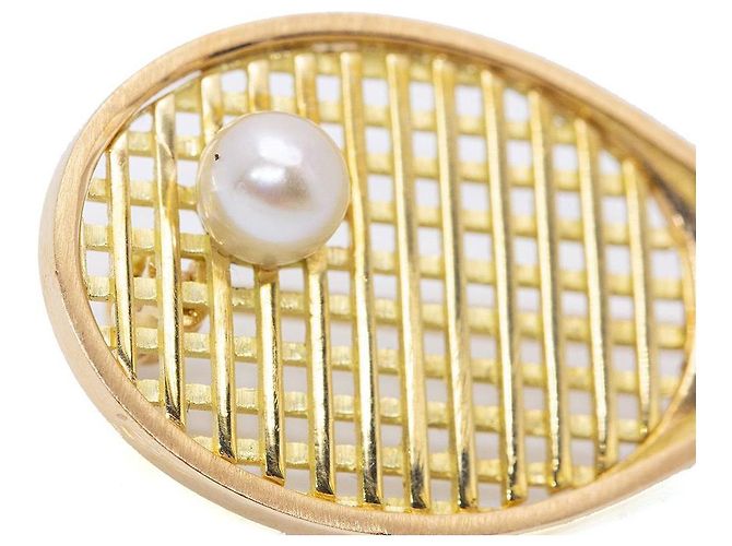 Autre Marque Spilla e ciondolo a forma di racchetta da tennis in oro giallo e perla D'oro - vista 5