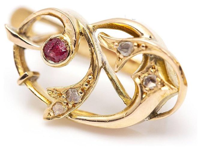 Autre Marque Ouro VINGT, brincos de diamante e rubi. Rosa Dourado - vista 4