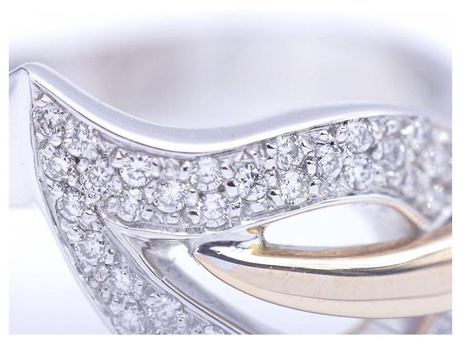 Autre Marque Anel bicolor com diamantes. Prata Dourado - vista 5