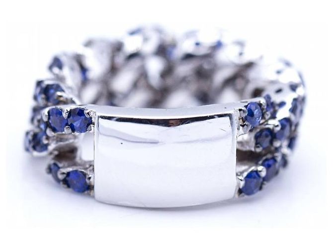 Autre Marque Anello in Oro, diamanti e zaffiri. Argento Blu navy - vista 3