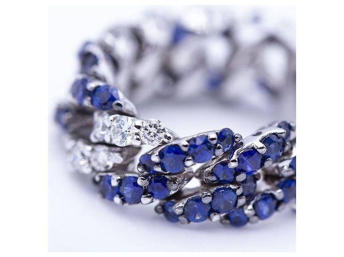 Autre Marque Anello in Oro, diamanti e zaffiri. Argento Blu navy - vista 5