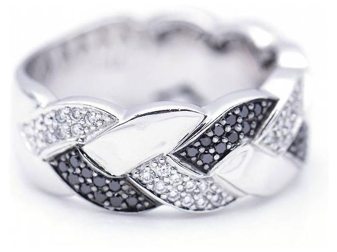 Autre Marque Weißgoldring mit Diamanten Schwarz Silber - Ansicht 2