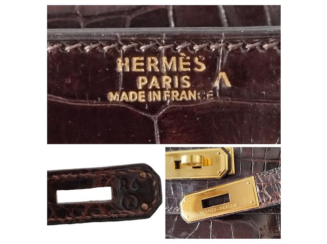 Hermès Borsa Hermes Kelly 35 in coccodrillo marrone - vista 10