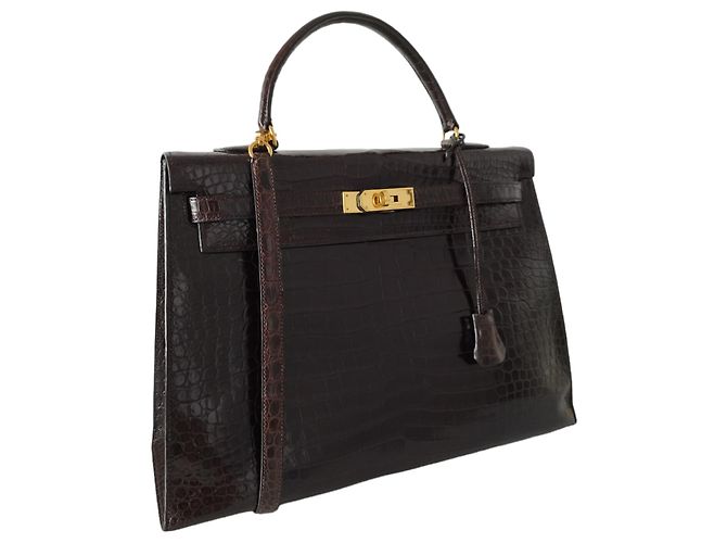 Hermès Borsa Hermes Kelly 35 in coccodrillo marrone - vista 2
