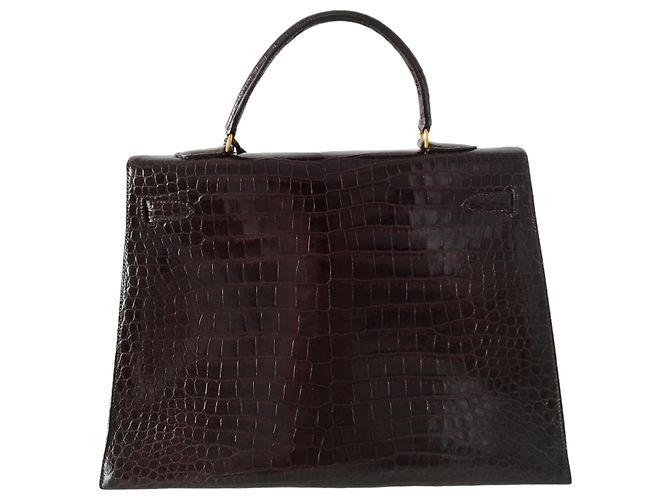 Hermès Borsa Hermes Kelly 35 in coccodrillo marrone - vista 5