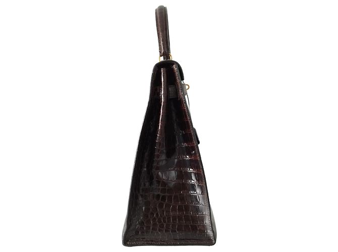Hermès Borsa Hermes Kelly 35 in coccodrillo marrone - vista 6