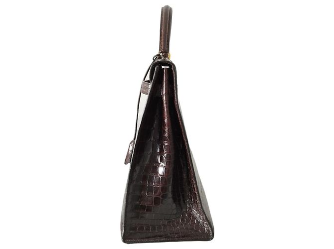 Hermès Borsa Hermes Kelly 35 in coccodrillo marrone - vista 7