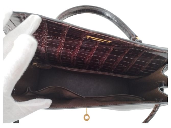 Hermès Borsa Hermes Kelly 35 in coccodrillo marrone - vista 9