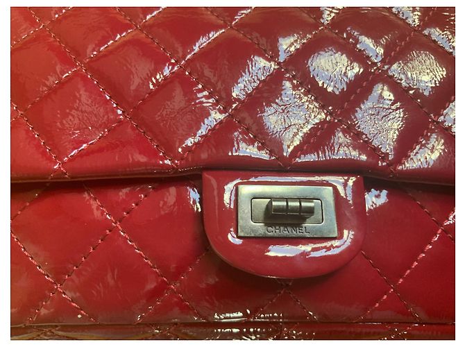 2.55 Borsa Chanel Rossa in vernice Rosso - vista 3